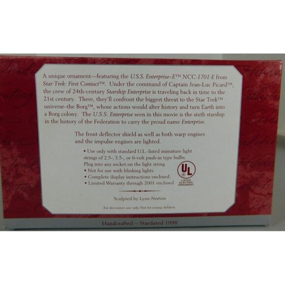 440/1352 Hallmark Keepsake Ornament ~ U.S.S. Enterprise NCC-1701-E 1998 ~ Star T - Picture 3 of 3